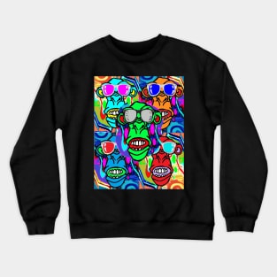 stranger Green Monkey with Grey Sunglasses Crewneck Sweatshirt